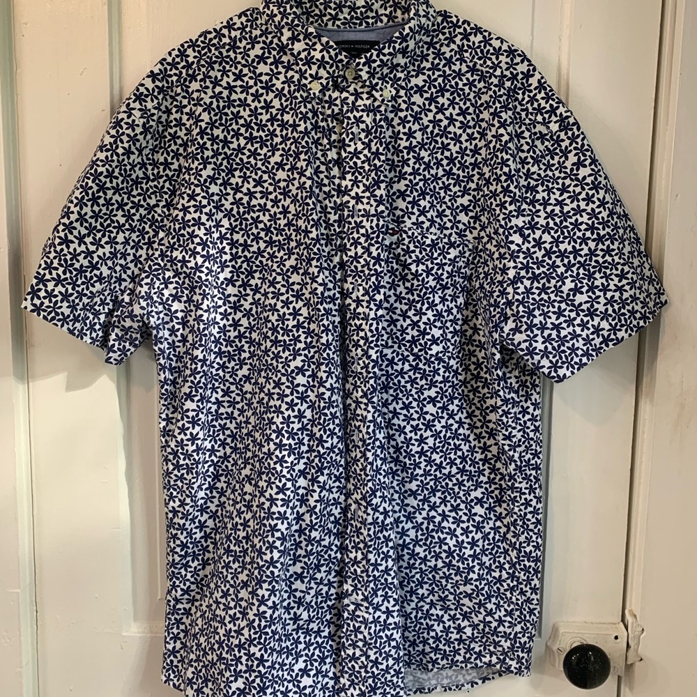 Tommy Hilfiger Navy and White Floral Shirt